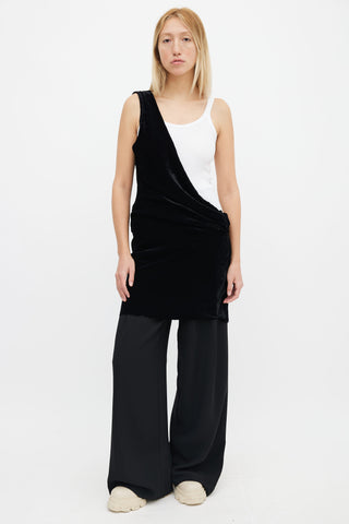 Ann Demeulemeester Black Velvet One Shoulder Dress