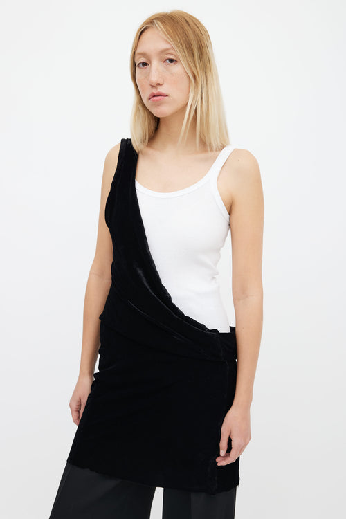 Ann Demeulemeester Black Velvet One Shoulder Dress