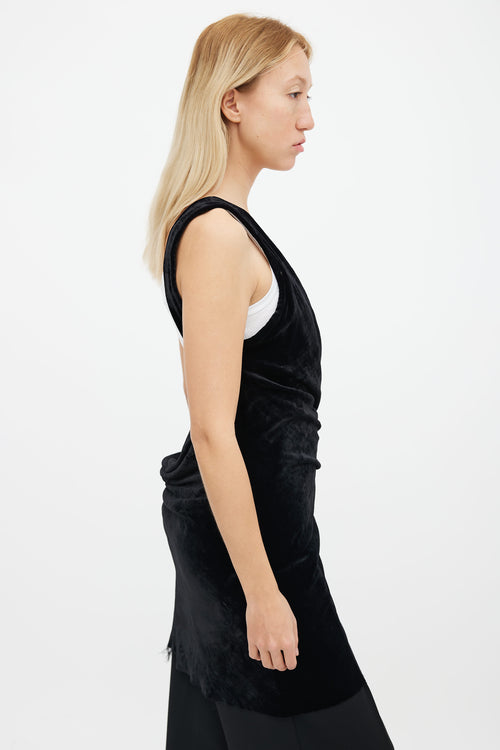 Ann Demeulemeester Black Velvet One Shoulder Dress