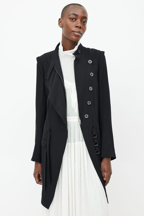 Ann Demeulemeester Black Wool Buckle Coat