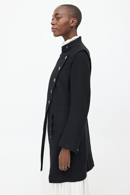 Ann Demeulemeester Black Wool Buckle Coat