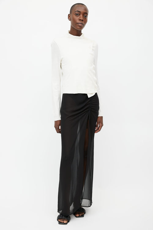 Ann Demeulemeester Cream Asymmetrical Button Top