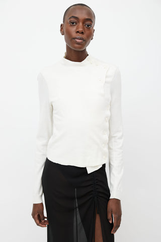 Ann Demeulemeester Cream Asymmetrical Button Top