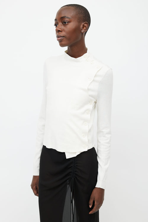 Ann Demeulemeester Cream Asymmetrical Button Top