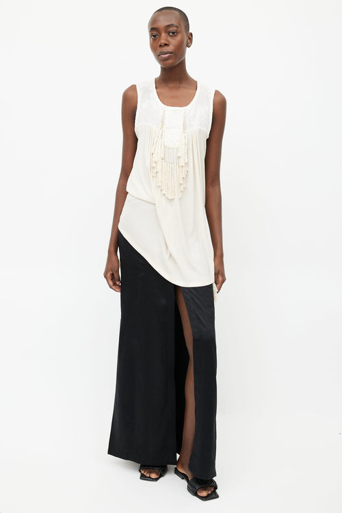 Ann Demeulemeester Cream Fringe Embroidery Top