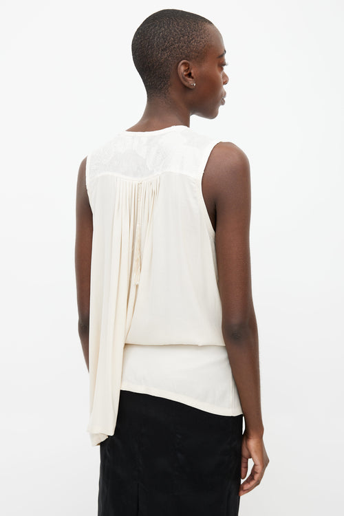 Ann Demeulemeester Cream Fringe Embroidery Top