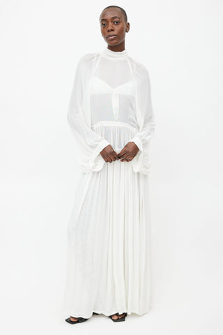 Ann Demeulemeester White Belted Long Sleeve Dress