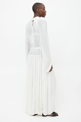 Ann Demeulemeester White Belted Long Sleeve Dress