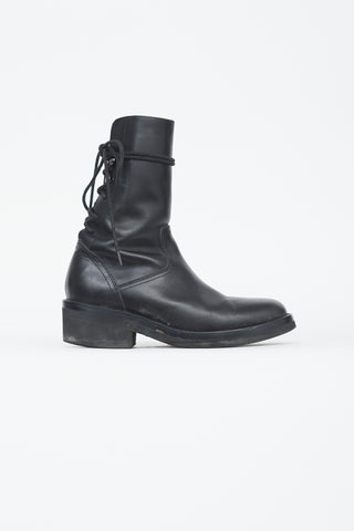 Ann Demeulemeester Black Leather Back Lace-Up Boot