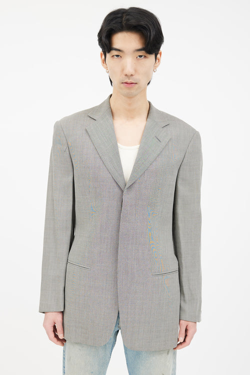 Armani Grey Three Button Wool Blazer