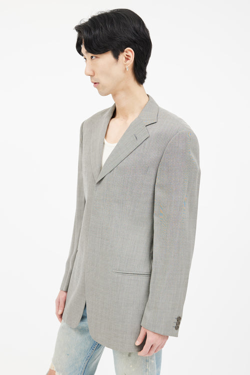 Armani Grey Three Button Wool Blazer