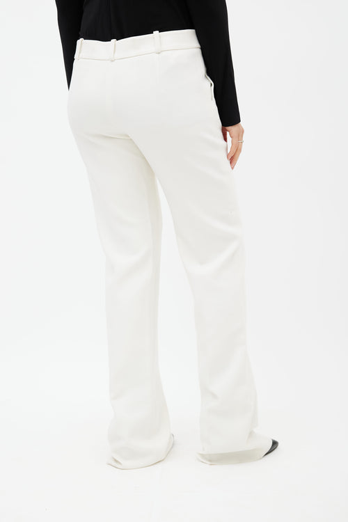 Armani White Wool Straight Leg Trouser