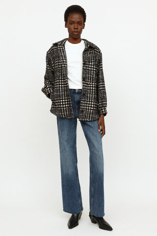 ba&sh Black 
White Houndstooth Knit Jacket