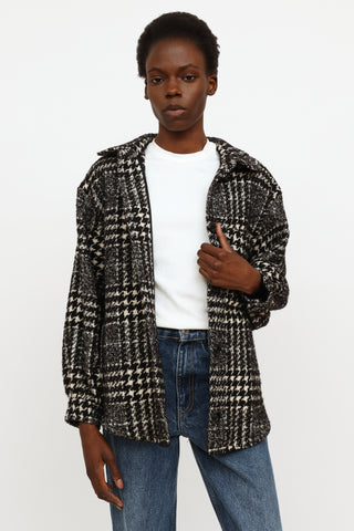 ba&sh Black 
White Houndstooth Knit Jacket