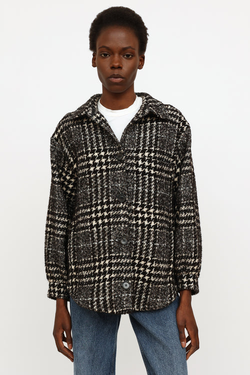 ba&sh Black 
White Houndstooth Knit Jacket