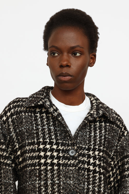 ba&sh Black 
White Houndstooth Knit Jacket