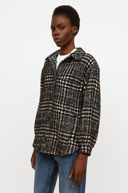 ba&sh Black 
White Houndstooth Knit Jacket