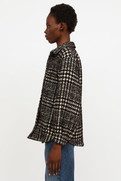 ba&sh Black 
White Houndstooth Knit Jacket