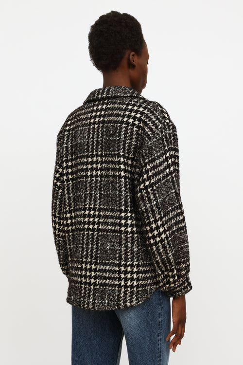 ba&sh Black 
White Houndstooth Knit Jacket