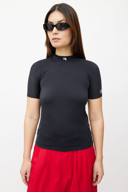 Balenciaga Black Fitted Short Sleeve Top