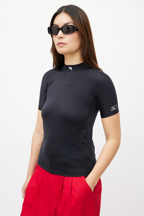 Balenciaga Black Fitted Short Sleeve Top