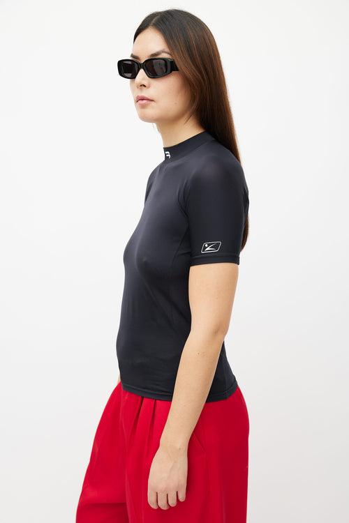 Balenciaga Black Fitted Short Sleeve Top