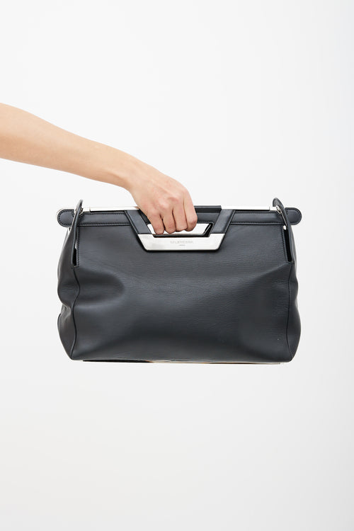 Balenciaga Black 
Silver-Tone Ray Doctor Bag