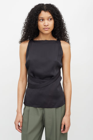 Balenciaga Black Sleeveless Tie Top