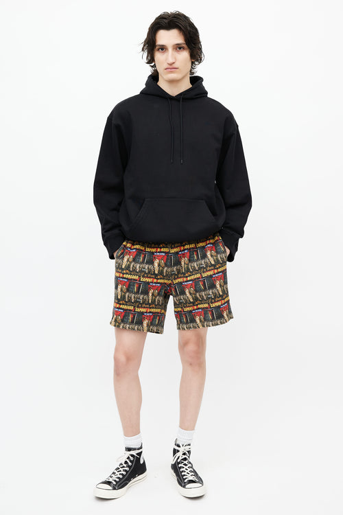 Balenciaga Black Cotton Logo Hoodie