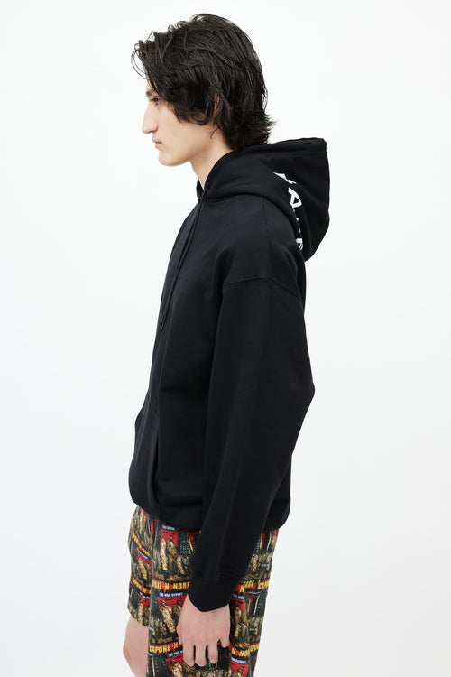 Balenciaga Black Cotton Logo Hoodie