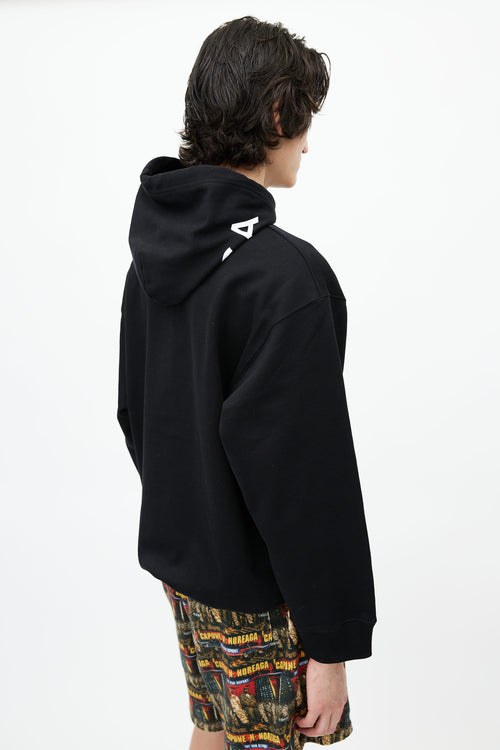 Balenciaga Black Cotton Logo Hoodie