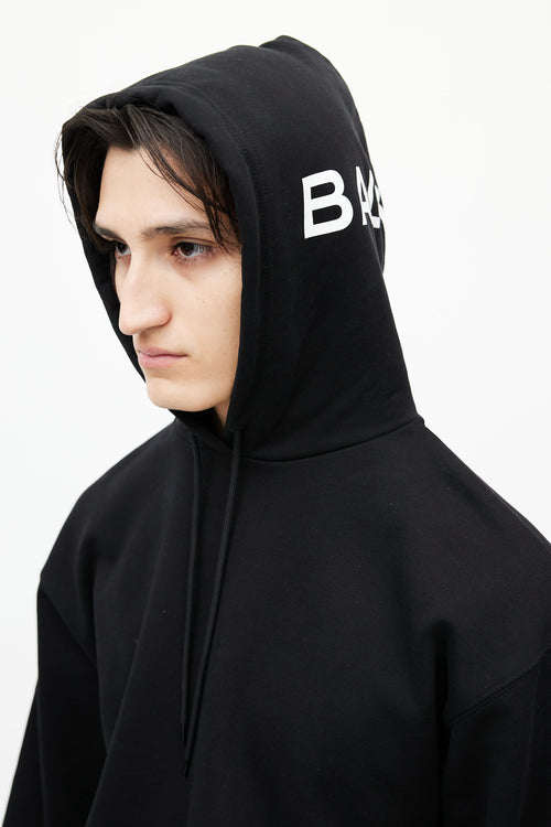 Balenciaga Black Cotton Logo Hoodie