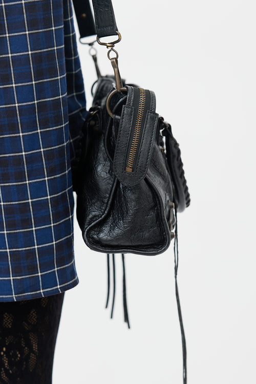 Balenciaga Black Crinkled Leather City Shoulder Bag