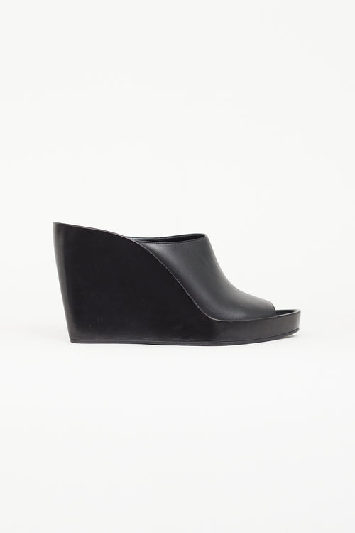 Balenciaga Black Leather Wedge Sandal