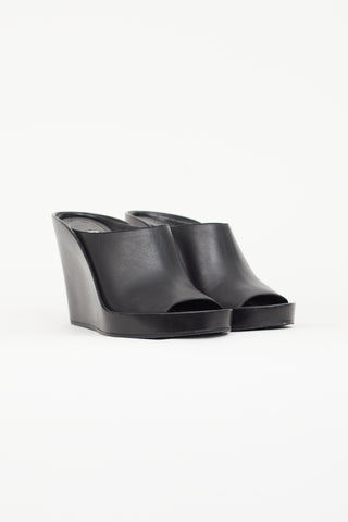 Balenciaga Black Leather Wedge Sandal