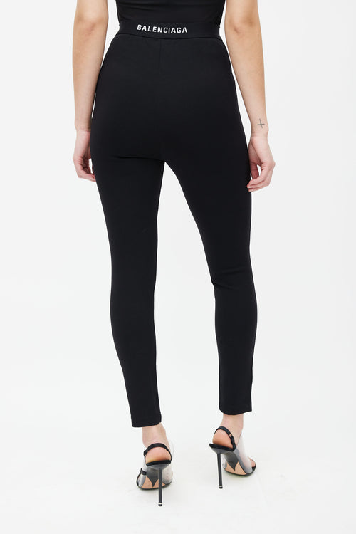 Balenciaga Black Logo Waistband  Legging