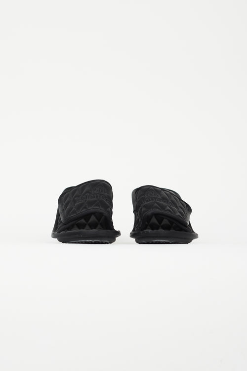 Balenciaga Black Satin Quilted Heeled Mule