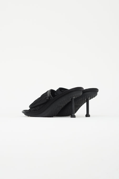 Balenciaga Black Satin Quilted Heeled Mule