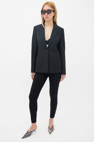 Balenciaga Black Tonal Diamond Patch Pocket Blazer