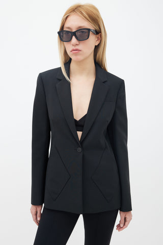 Balenciaga Black Tonal Diamond Patch Pocket Blazer