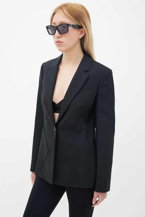 Balenciaga Black Tonal Diamond Patch Pocket Blazer