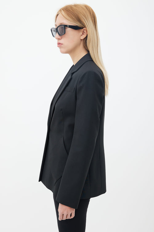 Balenciaga Black Tonal Diamond Patch Pocket Blazer