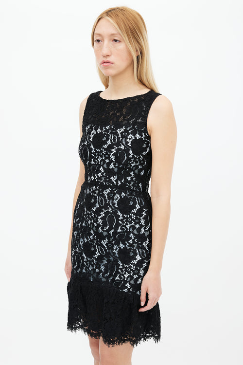 Balenciaga Black 
Blue Lace Sleeveless Dress