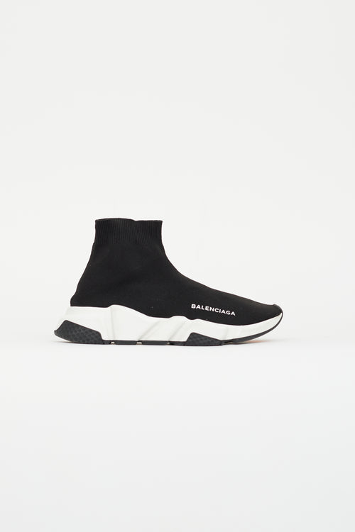 Balenciaga Black 
White Knit Speed Trainer