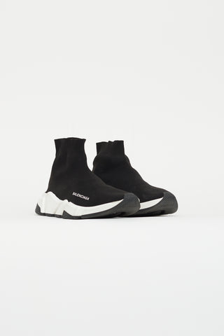 Balenciaga Black 
White Knit Speed Trainer