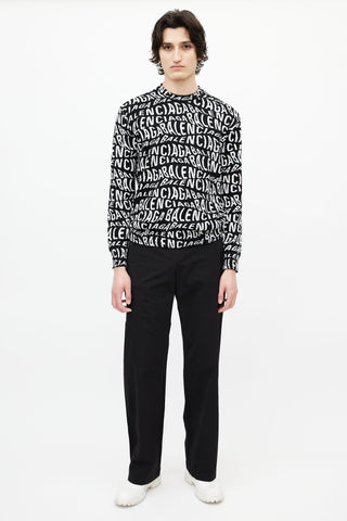 Balenciaga Black 
White Logo Intarsia Sweater