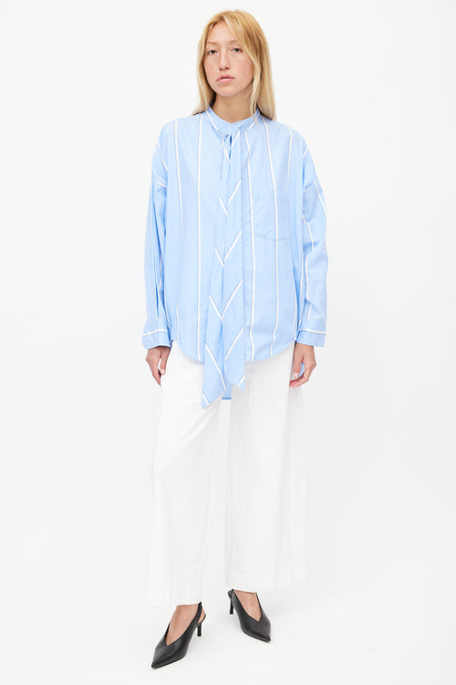 Balenciaga Blue 
White Stripe Oversized Shirt