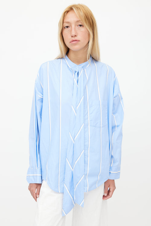 Balenciaga Blue 
White Stripe Oversized Shirt