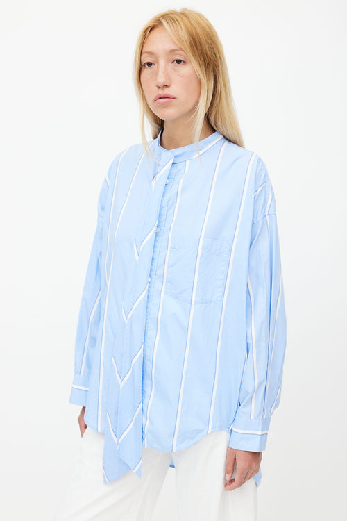 Balenciaga Blue 
White Stripe Oversized Shirt