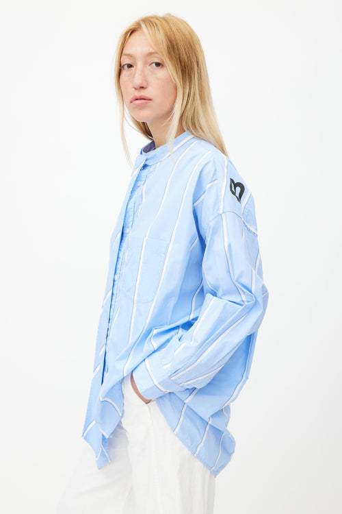 Balenciaga Blue 
White Stripe Oversized Shirt